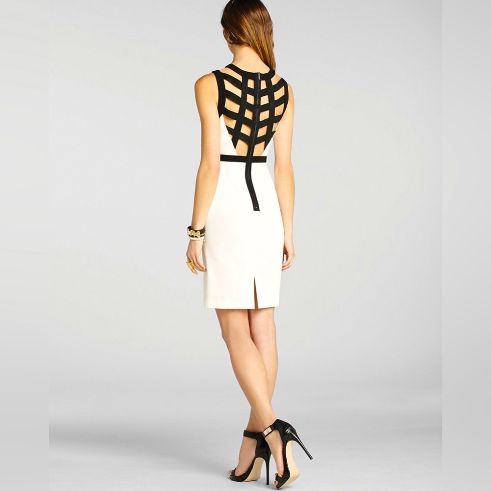 BCBG offwhite “Mollie” strappy-back dress